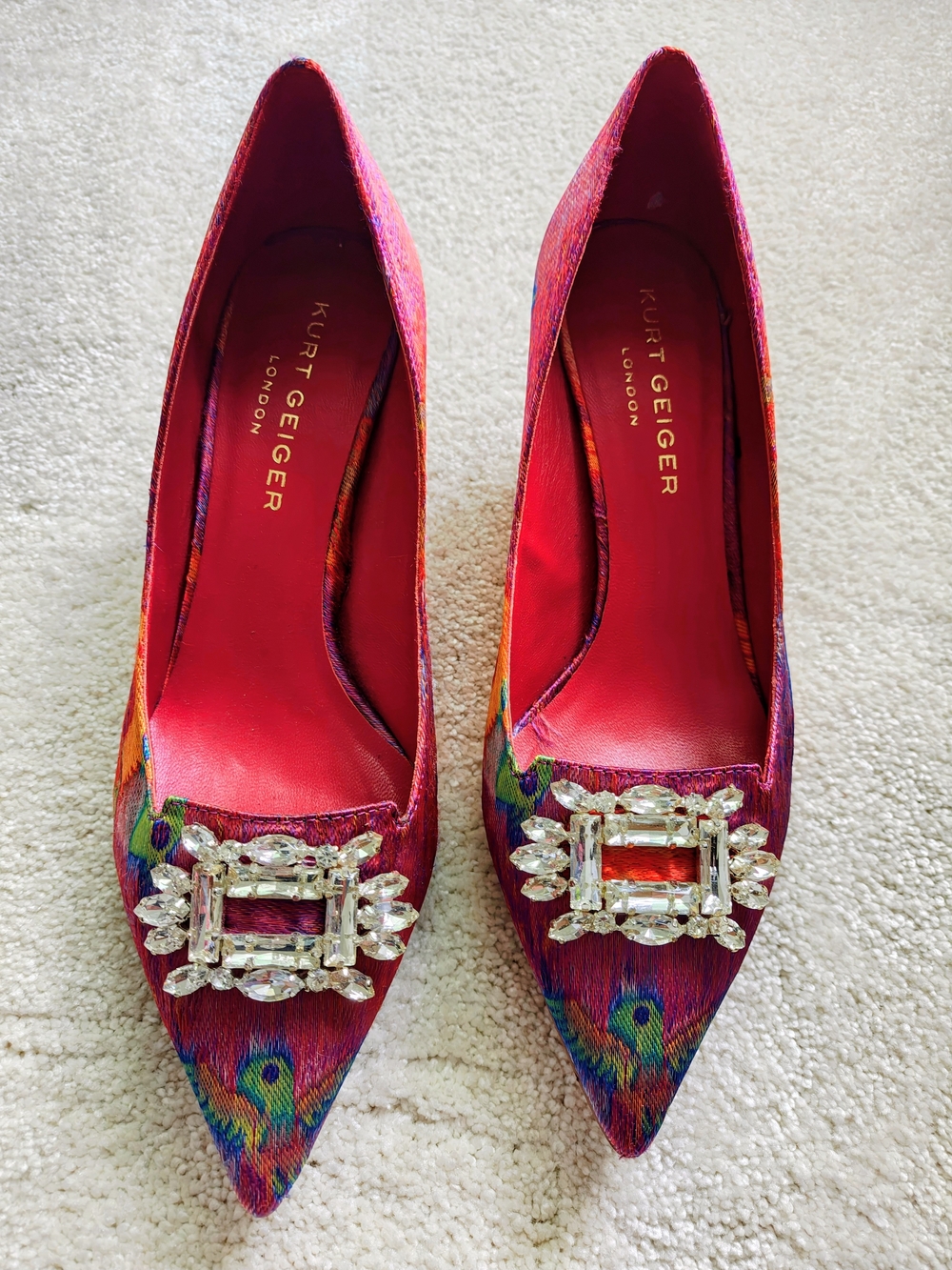 Kurt Geiger Pink Multicolor Embellished Pointed-Toe Heels